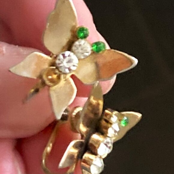 Vintage vermeil sterling butterfly brooch + earrings signed Coro Craft - Picture 2 of 5